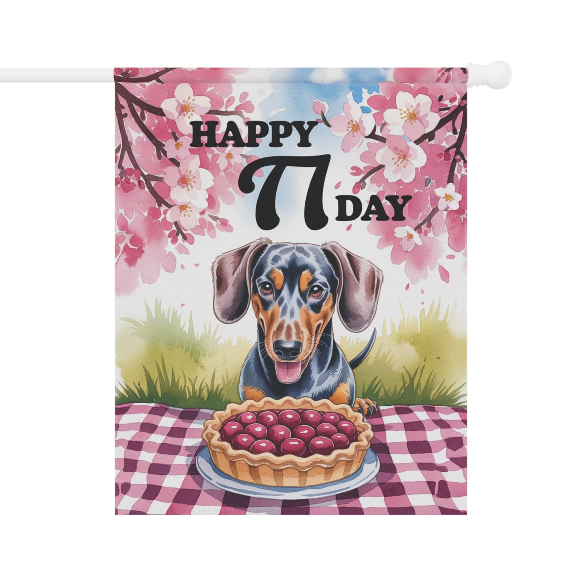 Printify Garden Flag 24.5'' × 32'' Dachshund Pi Day Yard Flag, Home Decorative Garden, Funny Dog Lovers