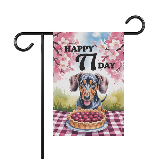Printify Garden Flag 12'' × 18'' Dachshund Pi Day Yard Flag, Home Decorative Garden, Funny Dog Lovers