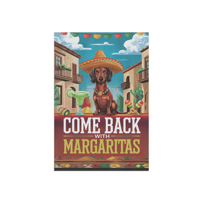 Printify Garden Flag Dachshund Red Dog Garden Flag, Cinco de Mayo Fiesta, Margarita Drinking Decor