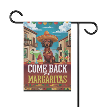 Printify Garden Flag Dachshund Red Dog Garden Flag, Cinco de Mayo Fiesta, Margarita Drinking Decor