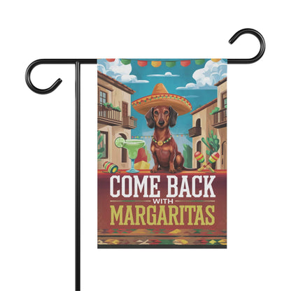 Printify Garden Flag 12'' × 18'' Dachshund Red Dog Garden Flag, Cinco de Mayo Fiesta, Margarita Drinking Decor