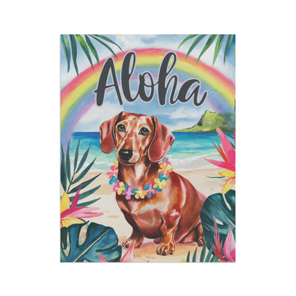 Printify Garden Flag Dachshund Red Hawaii Garden Flag, Aloha Luau Party Decorations, Tropical