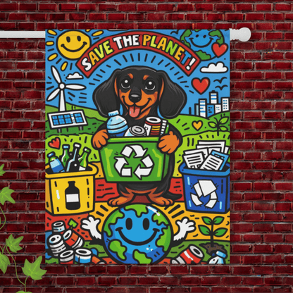 Dachshund Save Our Planet Garden Flag 24.5'' × 32''