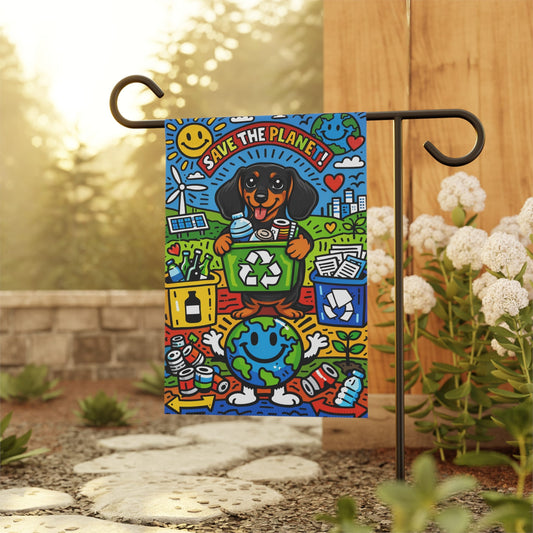 Dachshund Save Our Planet Garden Flag