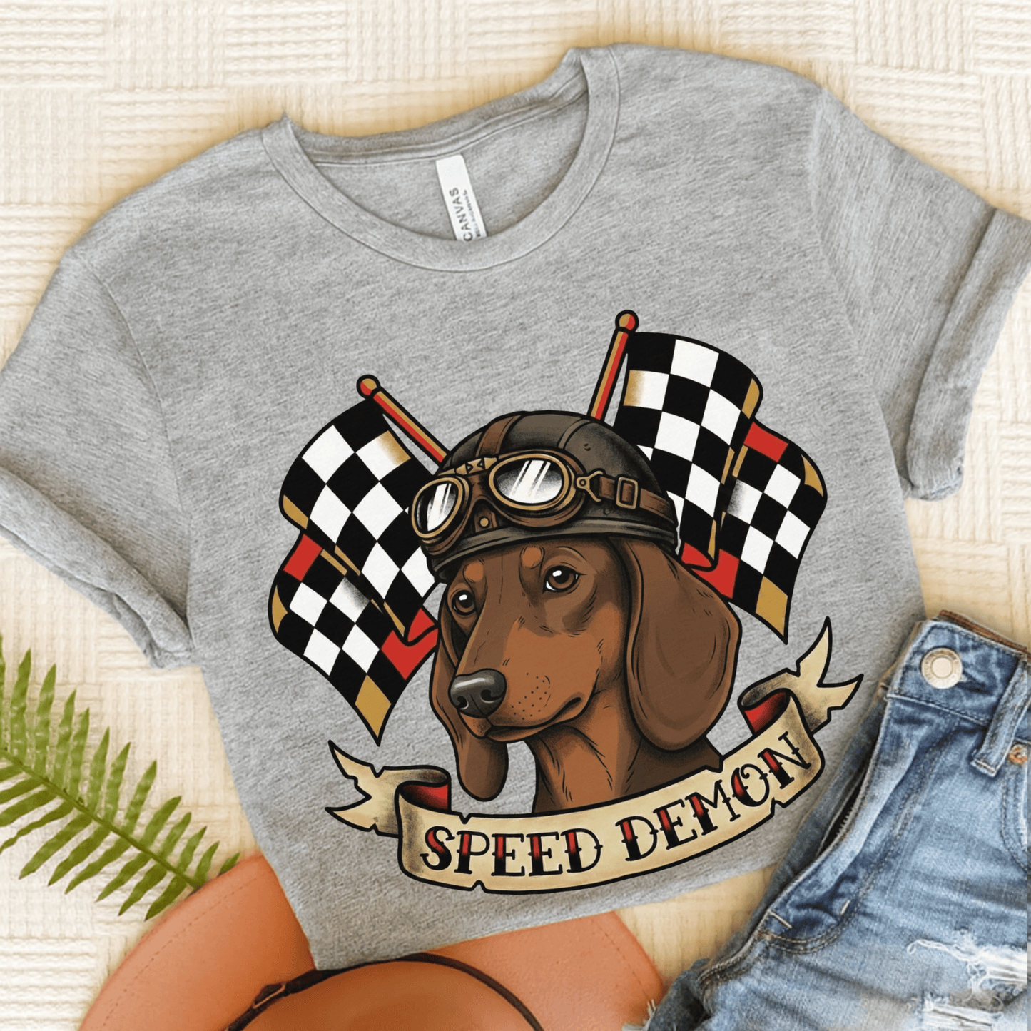 Dachshund Speed Demon Dog Unisex TShirt Athletic Heather