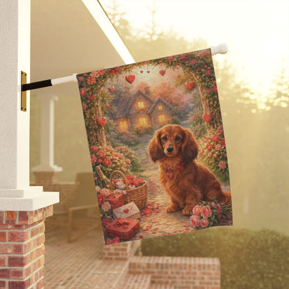Dachshund Valentines Day Garden Flag