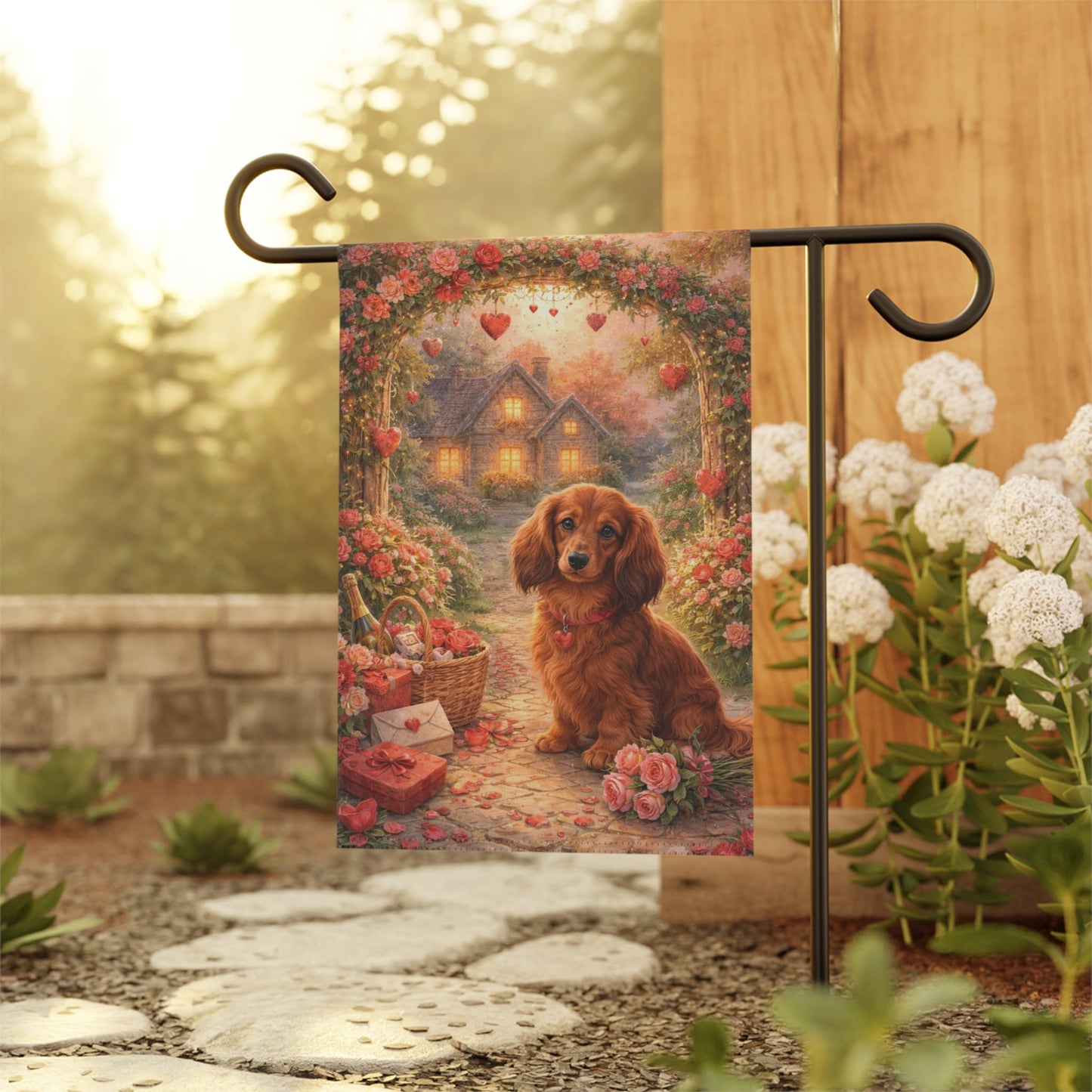 Dachshund Valentines Day Garden Flag