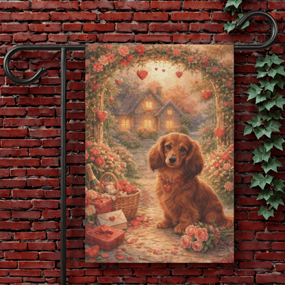 Dachshund Valentines Day Garden Flag 12'' × 18''