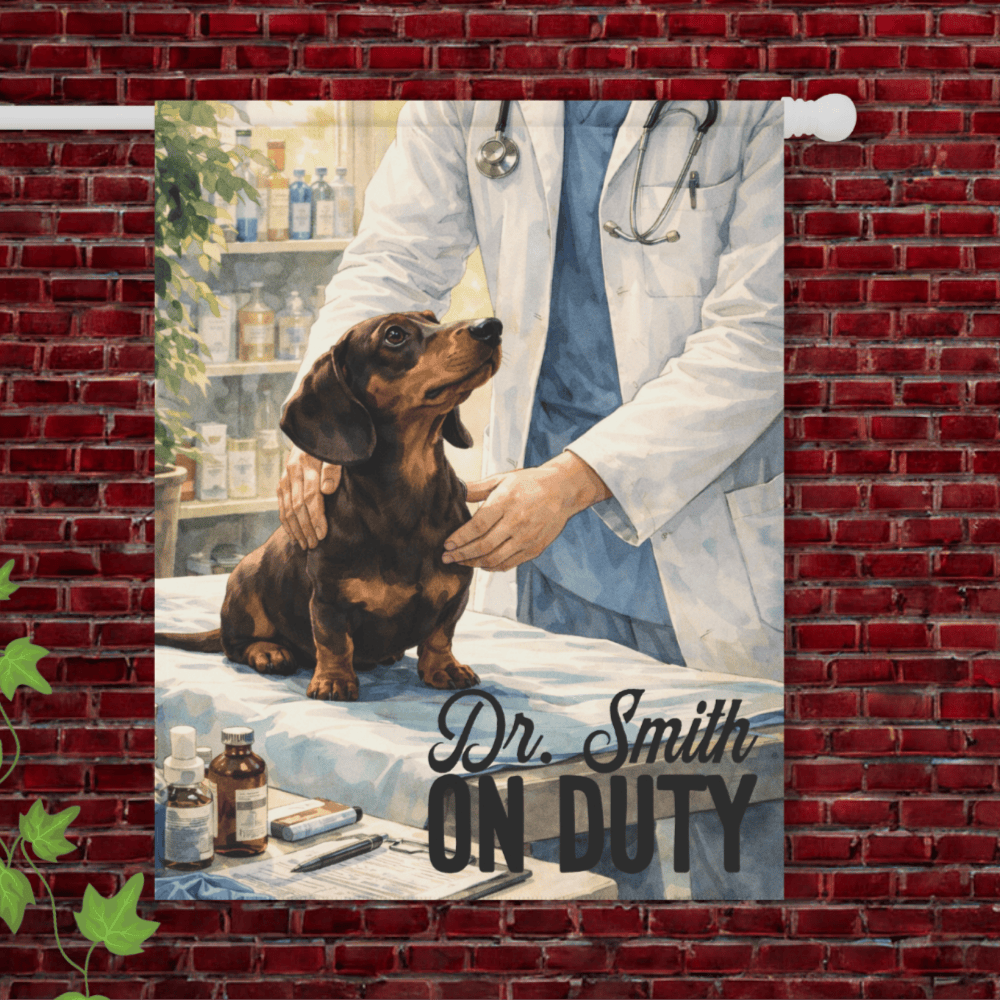 Dachshund Veterinarian Garden Flag 24.5'' × 32''