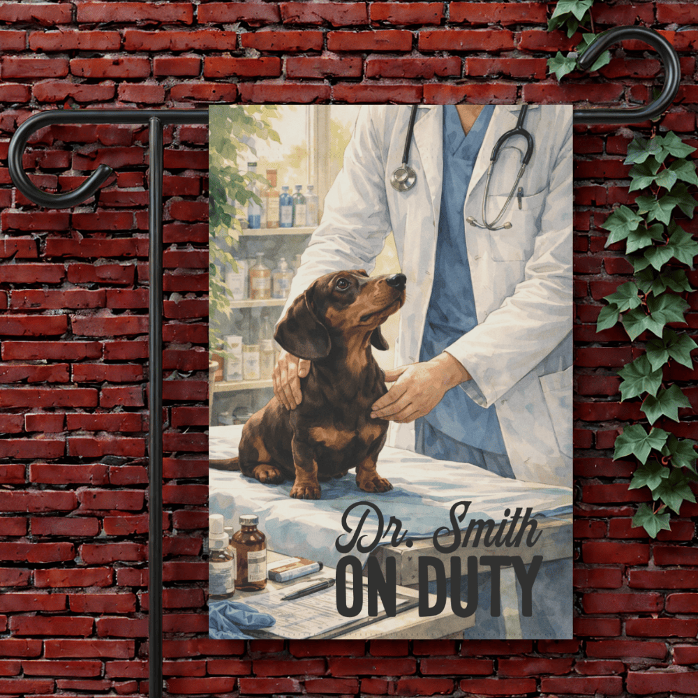 Dachshund Veterinarian Garden Flag 12'' × 18''