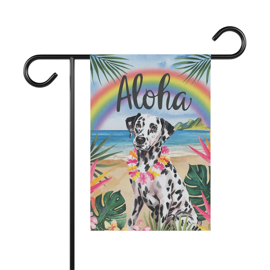 Printify Garden Flag Dalmatian Bulldog Aloha Luau Garden Flag
