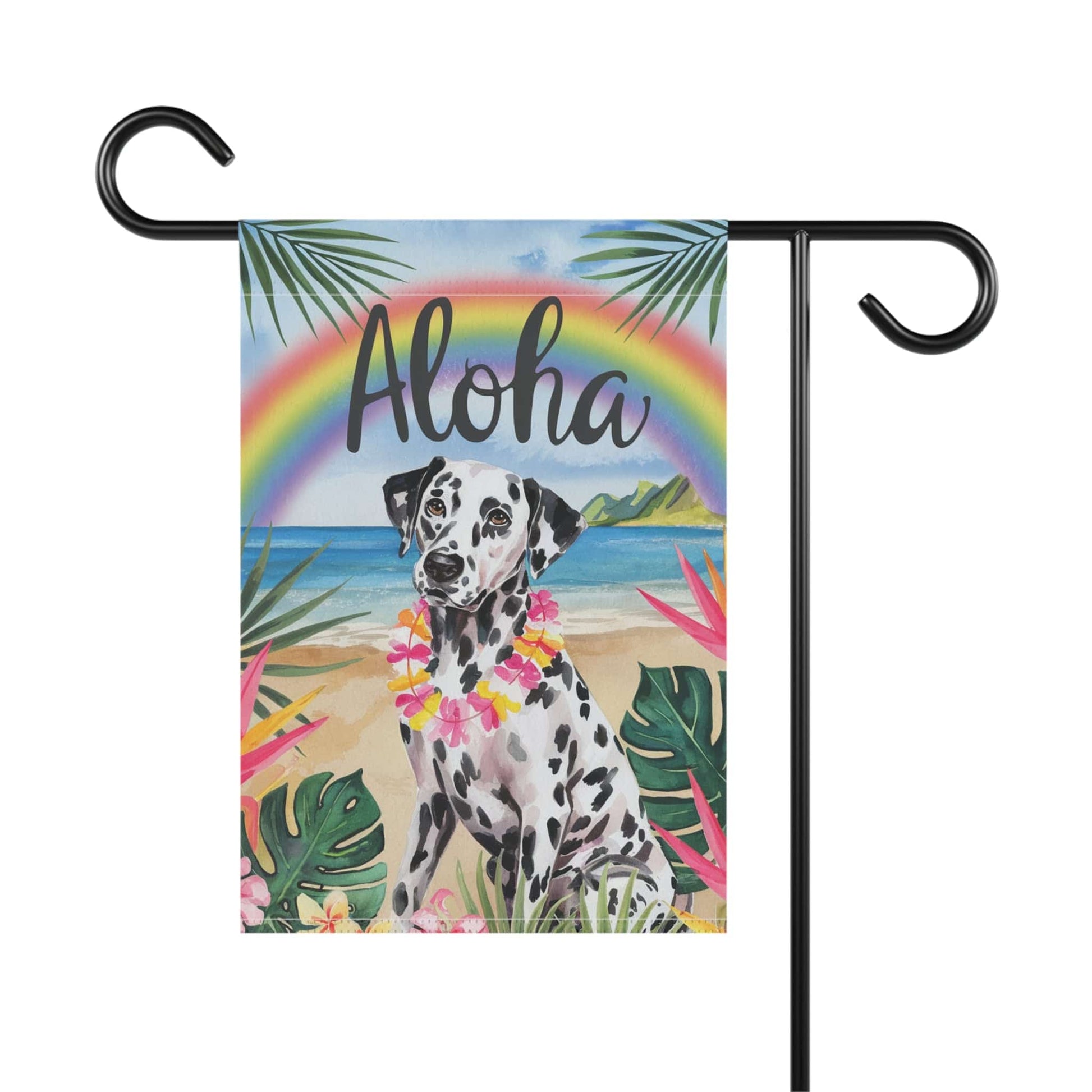 Printify Garden Flag Dalmatian Bulldog Aloha Luau Garden Flag