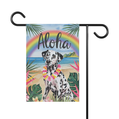 Printify Garden Flag Dalmatian Bulldog Aloha Luau Garden Flag