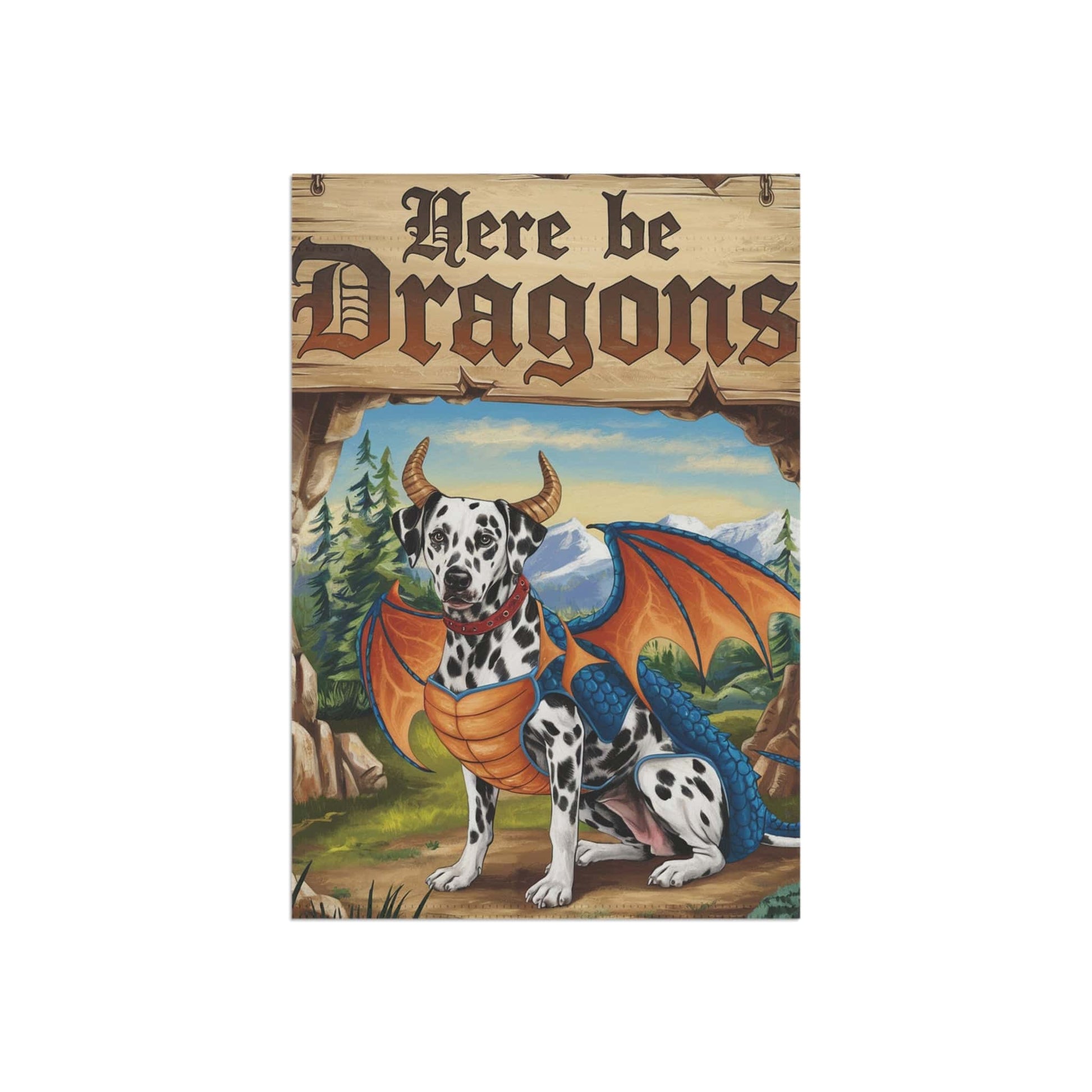 Printify Home Decor Dalmatian Dog Dragon Garden Flag, Fantasy Pet Yard Spring Decor, Housewarming Gardener Gift, Halloween