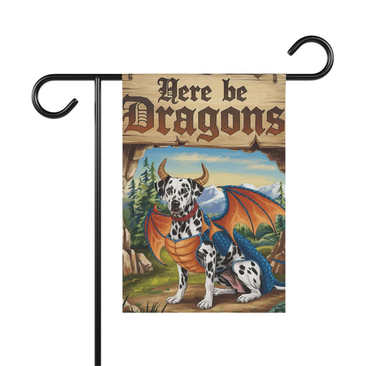 Printify Home Decor 12'' × 18'' Dalmatian Dog Dragon Garden Flag, Fantasy Pet Yard Spring Decor, Housewarming Gardener Gift, Halloween