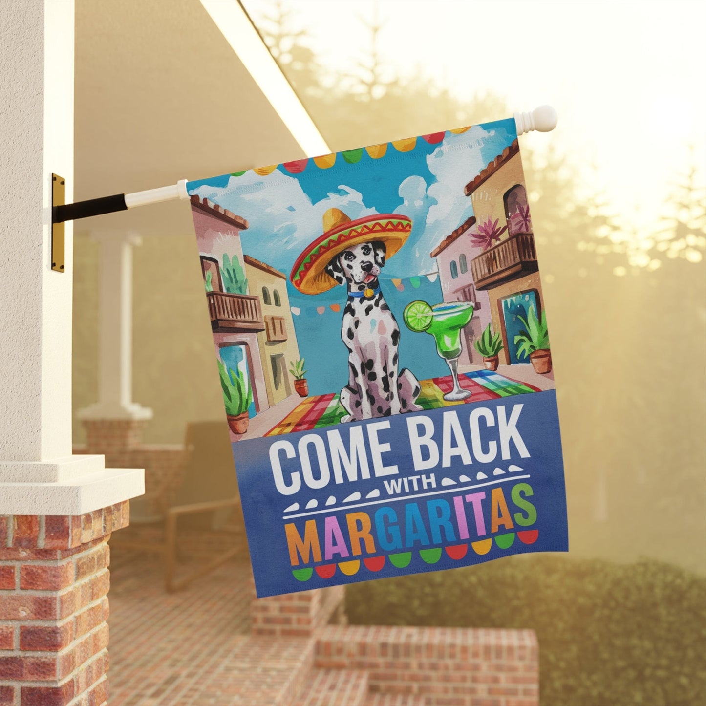 Printify Home Decor Dalmatian Dog Garden Flag, Cinco de Mayo Fiesta, Margarita Drinking Decor, Front Yard Gardener gift