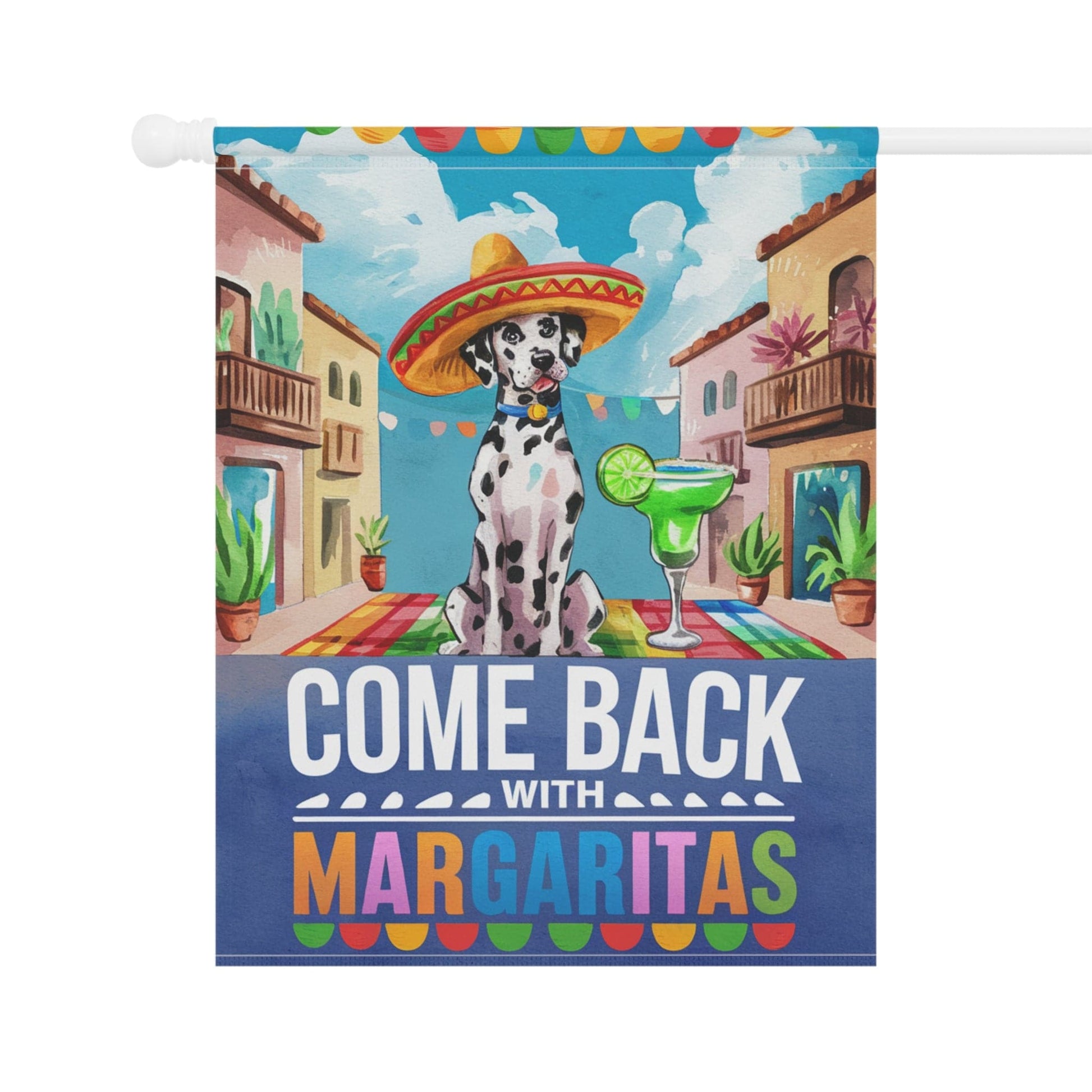 Printify Home Decor Dalmatian Dog Garden Flag, Cinco de Mayo Fiesta, Margarita Drinking Decor, Front Yard Gardener gift