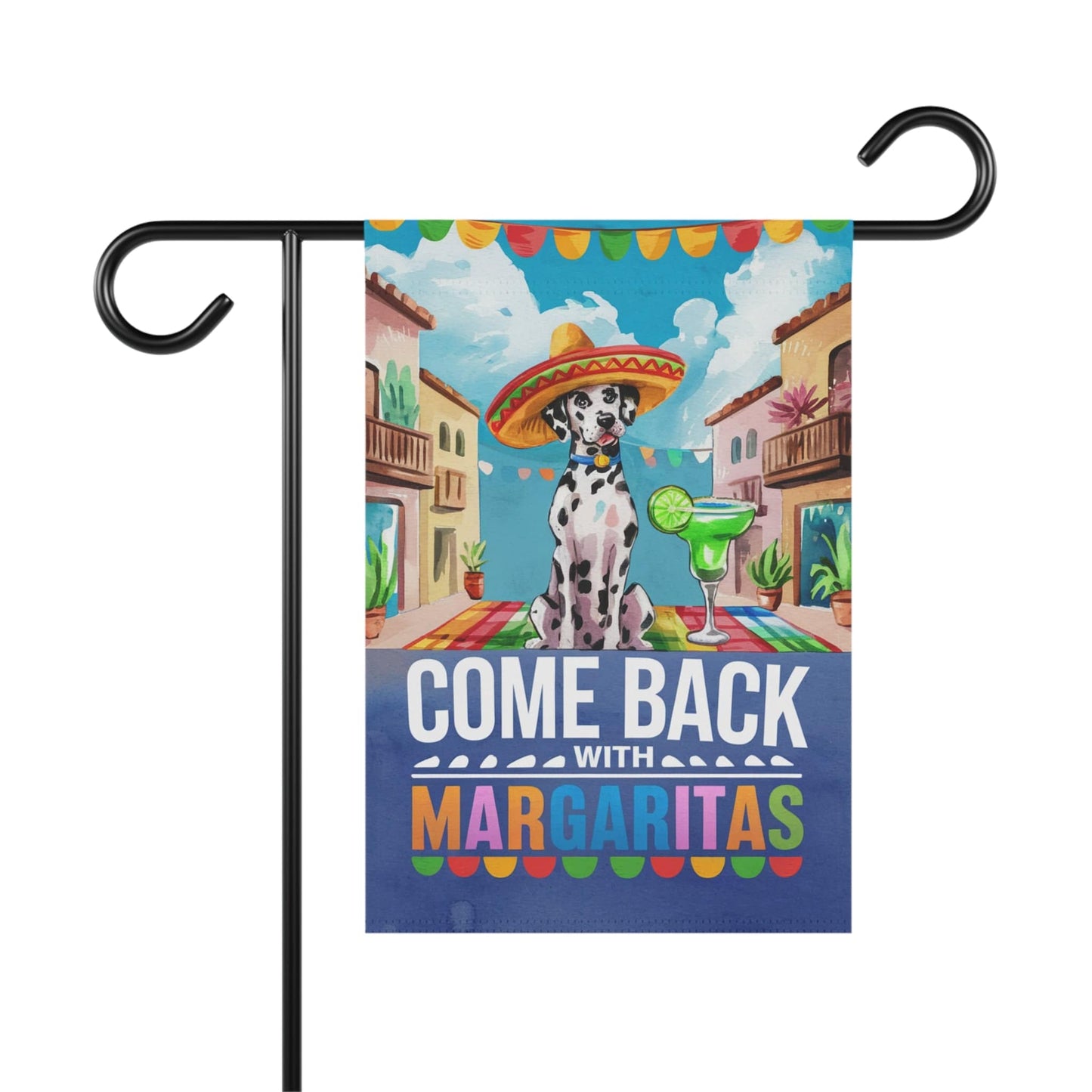 Printify Home Decor 12'' × 18'' Dalmatian Dog Garden Flag, Cinco de Mayo Fiesta, Margarita Drinking Decor, Front Yard Gardener gift