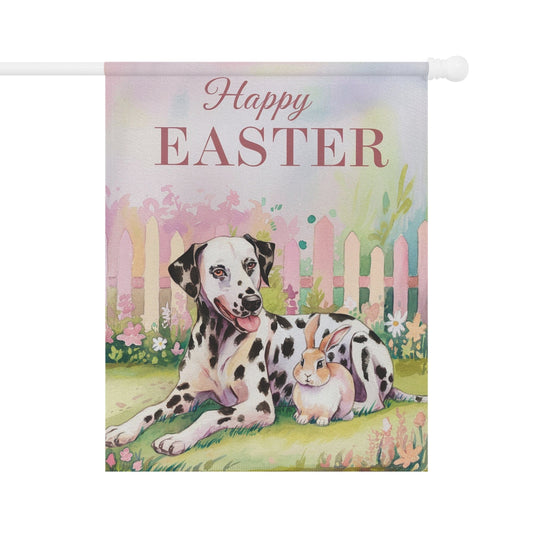 Printify Home Decor 24.5'' × 32'' Dalmatian Easter Spring Garden Flag, Front Yard Spring Decor, Housewarming Dog Mom Gift