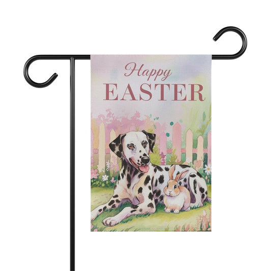 Printify Home Decor 12'' × 18'' Dalmatian Easter Spring Garden Flag, Front Yard Spring Decor, Housewarming Dog Mom Gift