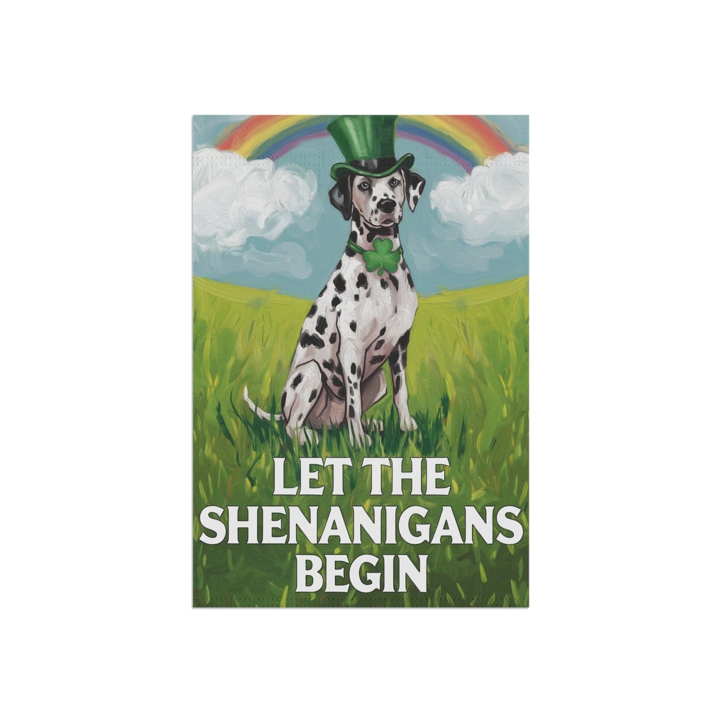 Printify Home Decor 12'' × 18'' Dalmatian Garden Flag, Saint Patricks Day Funny Dog Yard Outside Decor, Springtime Outdoor
