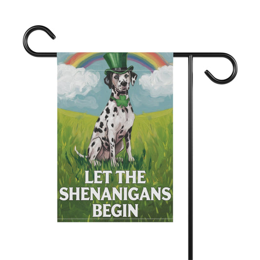 Dalmatian Garden Flag, Saint Patricks Day Funny Dog Yard Outside Decor, Springtime Outdoor