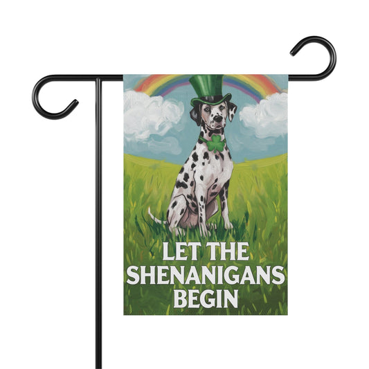 Printify Home Decor 12'' × 18'' Dalmatian Garden Flag, Saint Patricks Day Funny Dog Yard Outside Decor, Springtime Outdoor