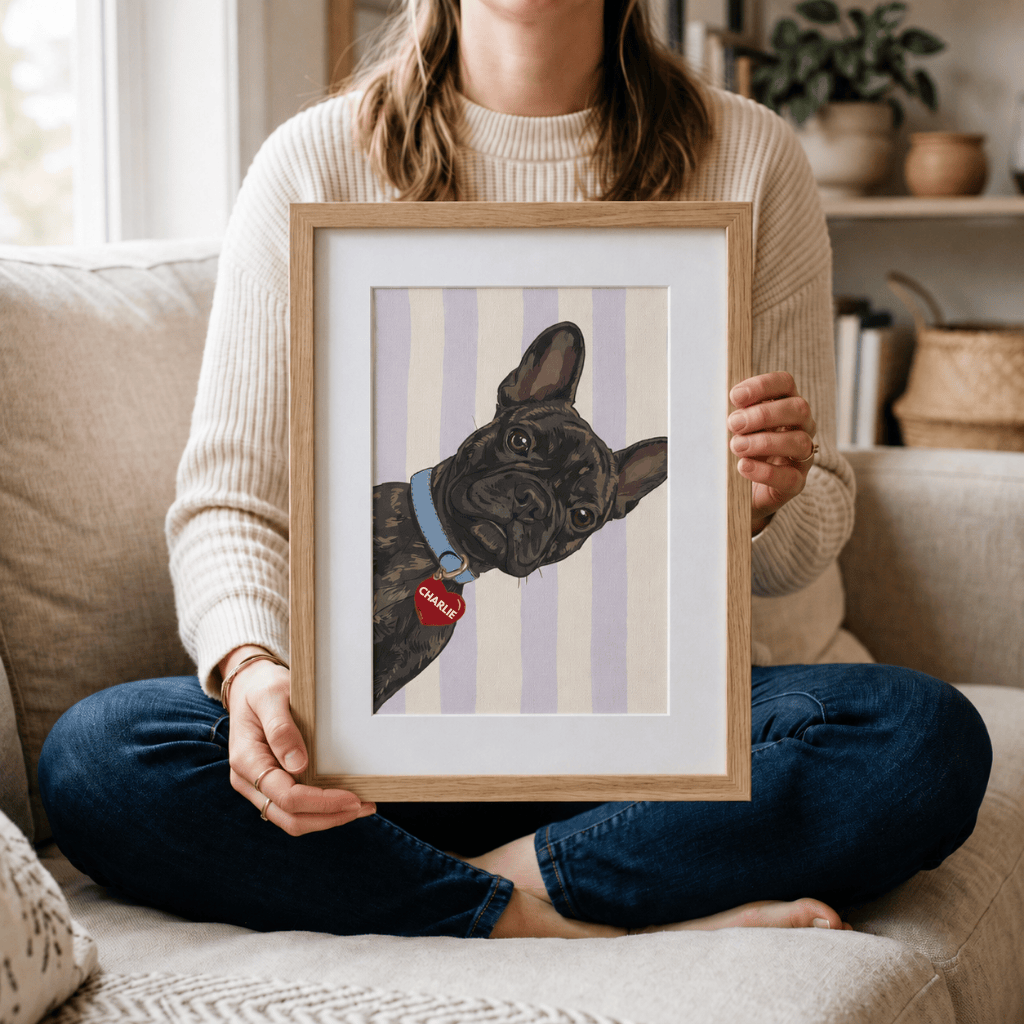 Digital Download Custom Dog Portrait Curious Stripes Digital illustration