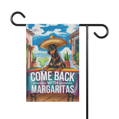 Printify Home Decor Doberman Pinscher Dog Garden Flag, Cinco de Mayo Fiesta, Margarita Front Yard