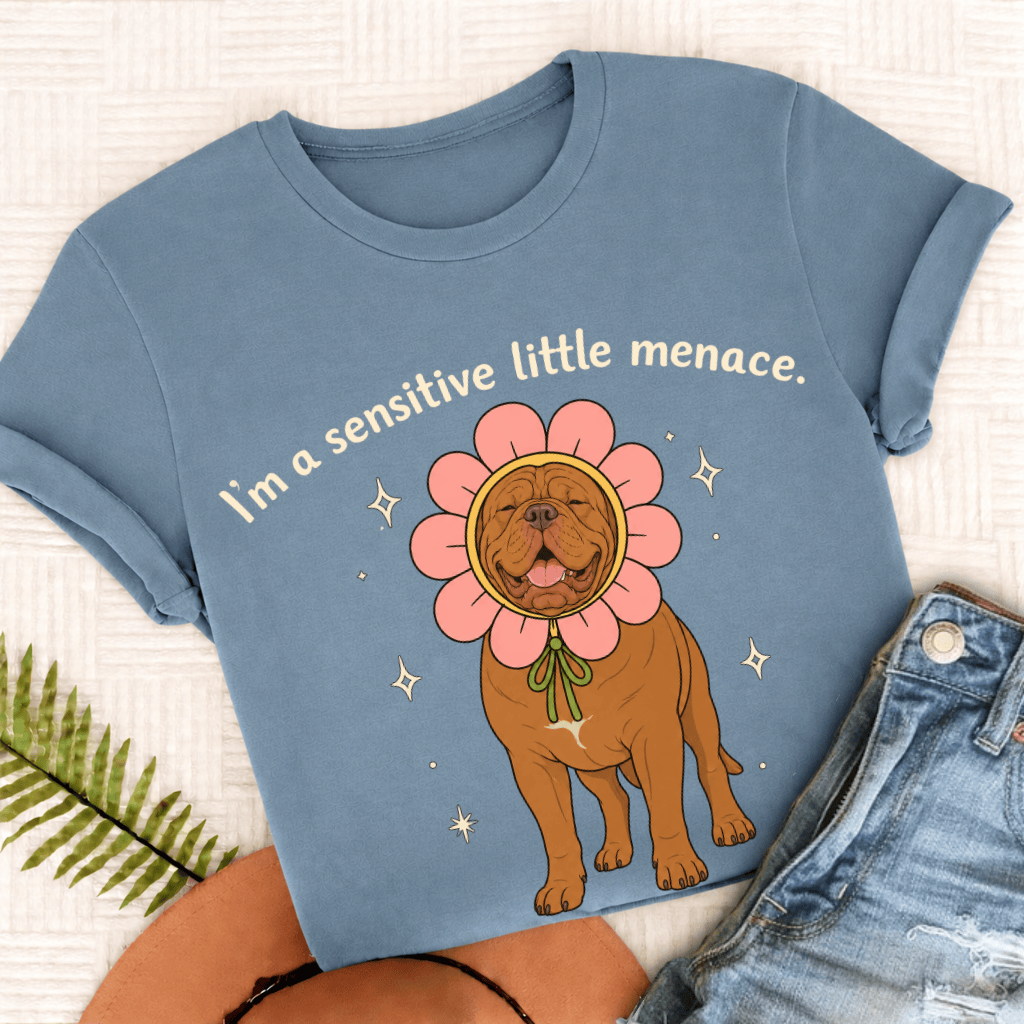Dogue de Bordeaux Little Menace Unisex TShirt Ice Blue