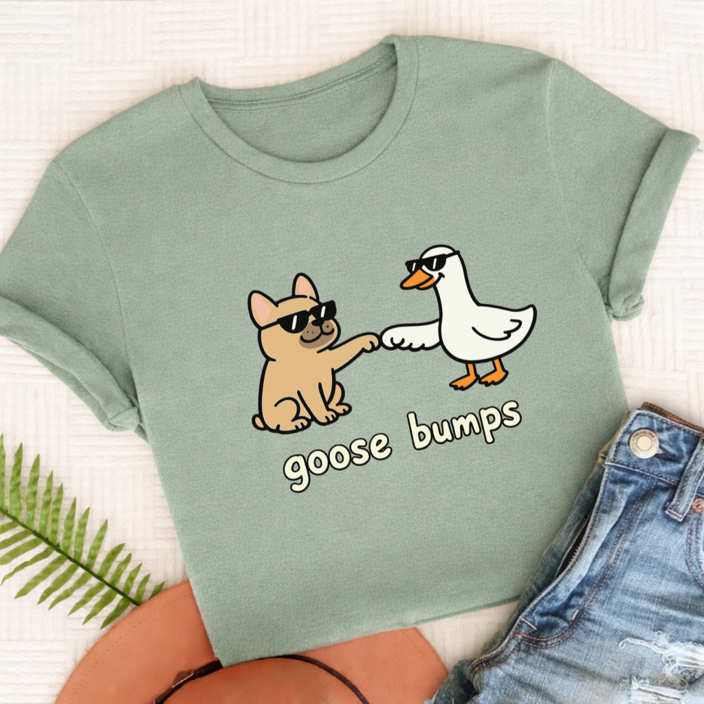 Custom Frenchie Goose Bumps Unisex TShirt Bay