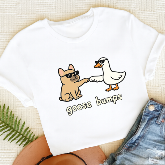Custom Frenchie Goose Bumps Unisex TShirt White