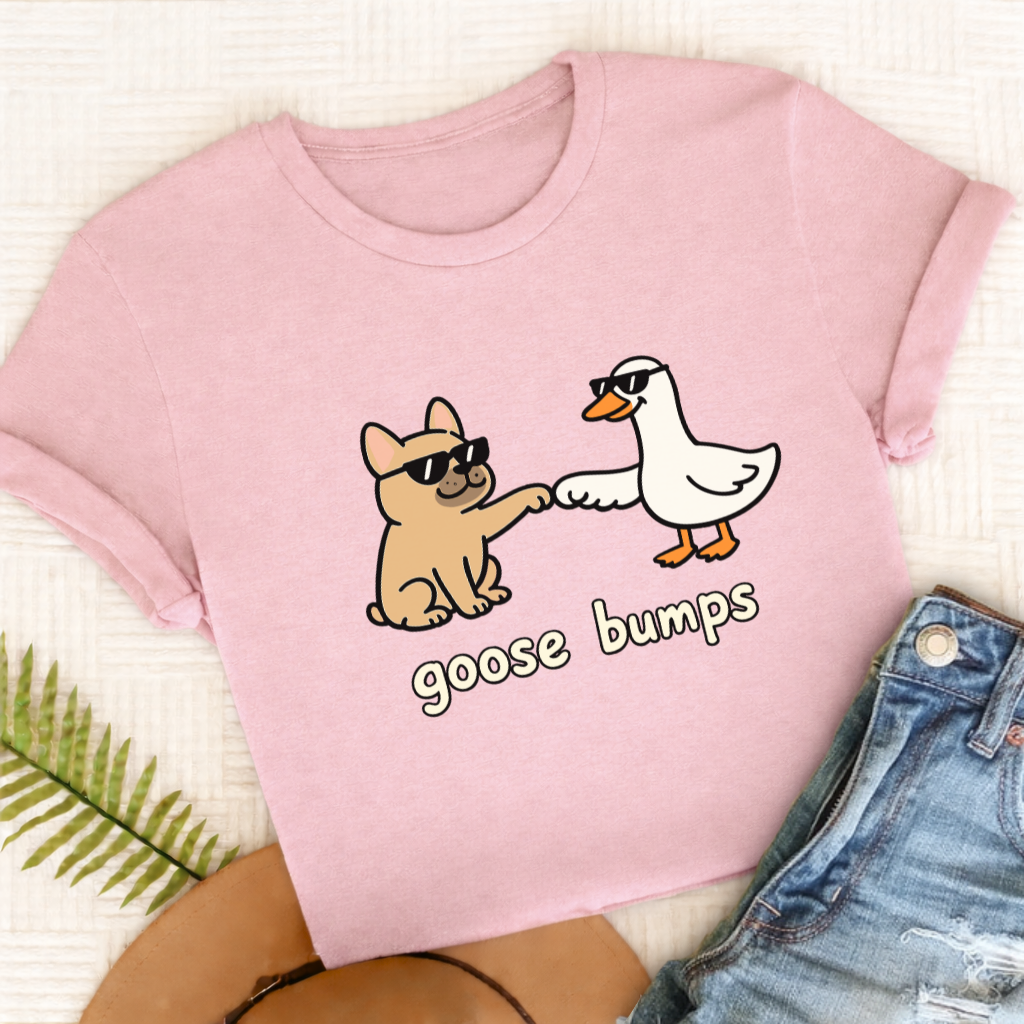Custom Frenchie Goose Bumps Unisex TShirt Blossom