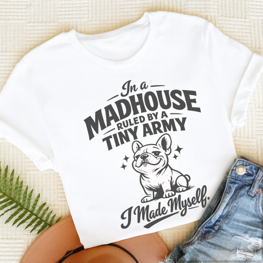 French Bulldog Tiny Army Unisex TShirt White