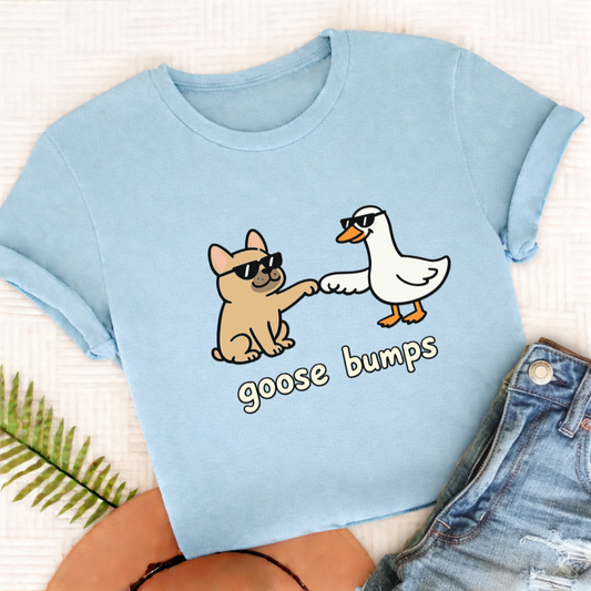 Custom Frenchie Goose Bumps Unisex TShirt Chambray