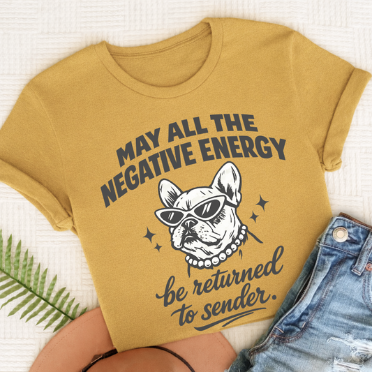 French Bulldog Negative Energry Unisex TShirt Mustard