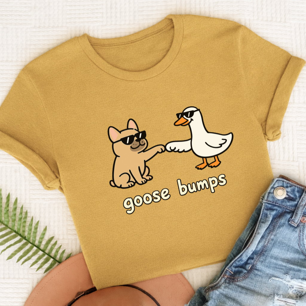 Custom Frenchie Goose Bumps Unisex TShirt Mustard