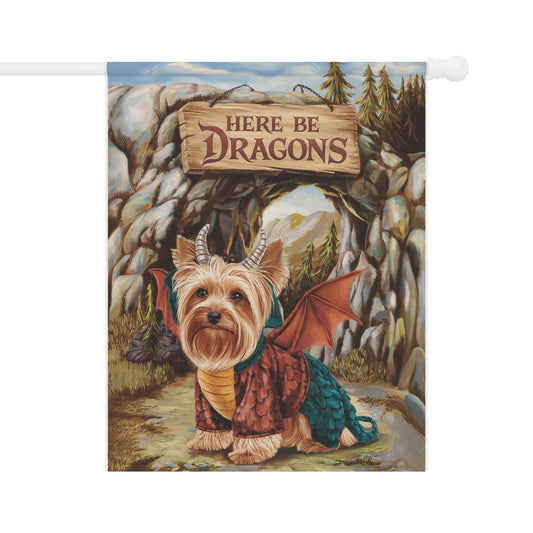 Dragon Yorkshire Terrier Garden Flag, Fantasy Pet Front Yard Spring Decor, Housewarming 24.5'' × 32''