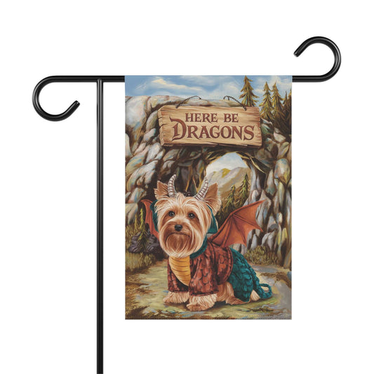 Printify Home Decor 12'' × 18'' Dragon Yorkshire Terrier Garden Flag, Fantasy Pet Front Yard Spring Decor, Housewarming