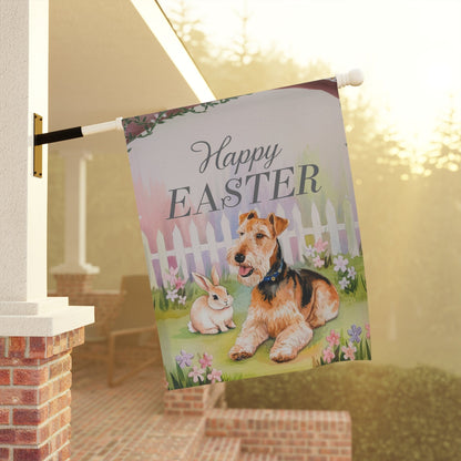 Printify Home Decor Easter Airedale Terrier Bunny Rabbit Garden Flag, Front Yard Spring Decor, Gardener Gift, Gardening Decoration, Housewarming New Home