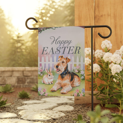 Printify Home Decor Easter Airedale Terrier Bunny Rabbit Garden Flag, Front Yard Spring Decor, Gardener Gift, Gardening Decoration, Housewarming New Home
