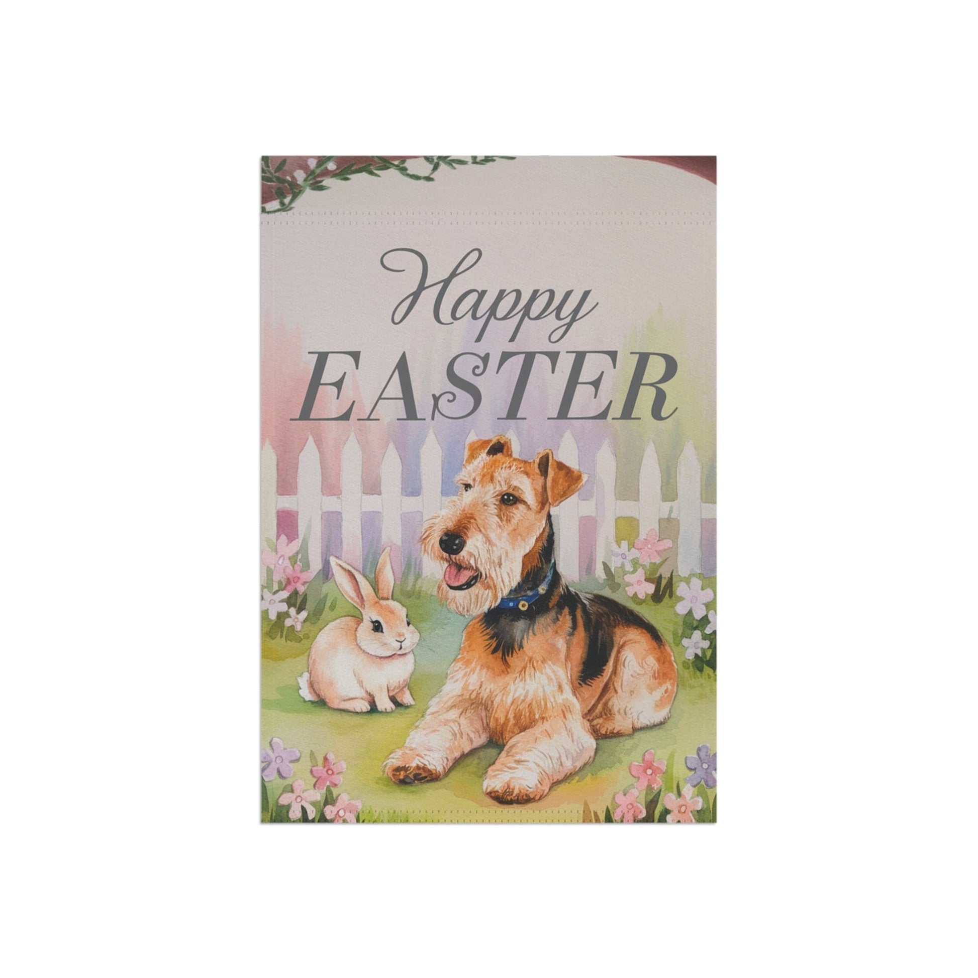 Printify Home Decor Easter Airedale Terrier Bunny Rabbit Garden Flag, Front Yard Spring Decor, Gardener Gift, Gardening Decoration, Housewarming New Home
