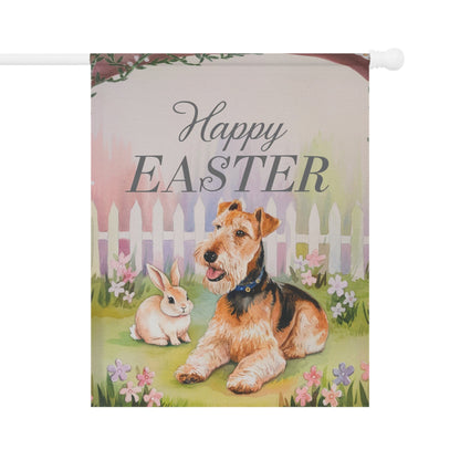 Printify Home Decor 24.5'' × 32'' Easter Airedale Terrier Bunny Rabbit Garden Flag, Front Yard Spring Decor, Gardener Gift, Gardening Decoration, Housewarming New Home