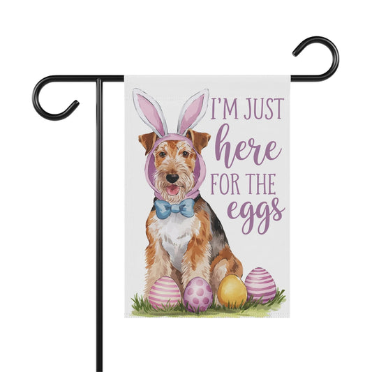 Printify Home Decor 12'' × 18'' Easter Airedale Terrier Dog Lawn Flag, Bunny Rabbit Decor, Spring Funny Garden Flag, Lawn Decor, Gardener Gift, Housewarming, New Home