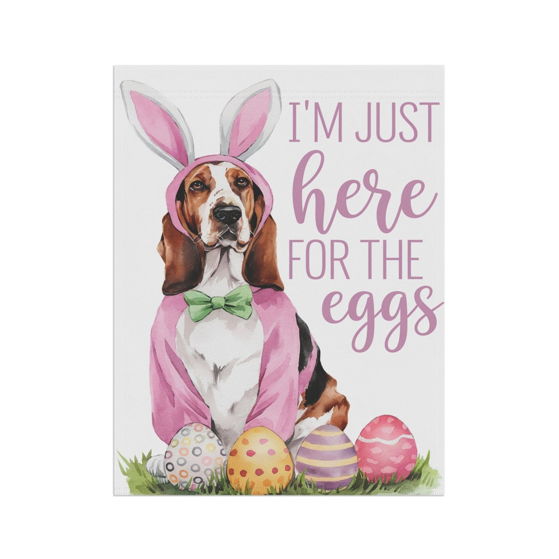 Printify Home Decor Easter Basset Hound Lawn Flag, Festive Dog, Funny Welcome Spring Garden Flag