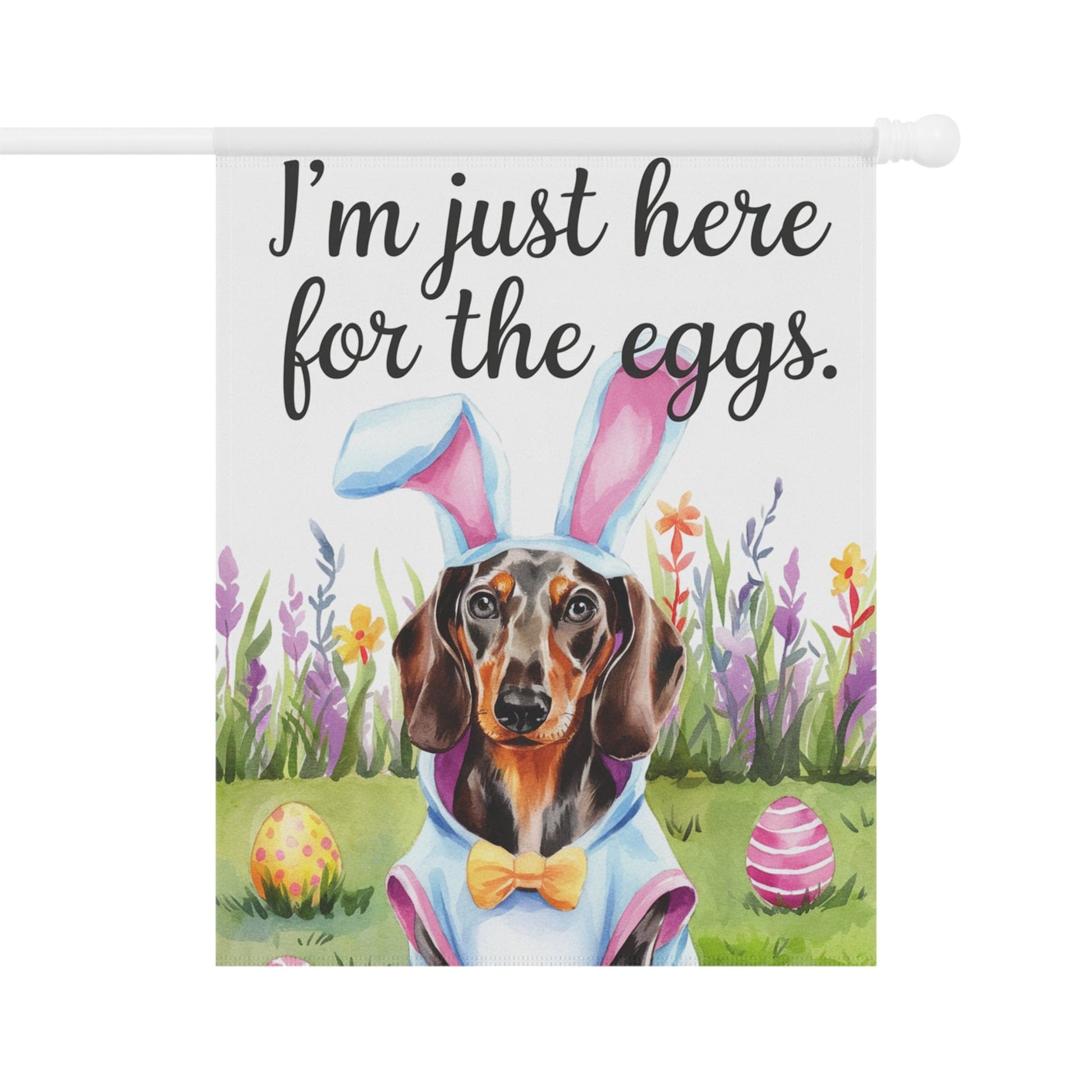 Printify Home Decor 24.5'' × 32'' Easter Black and Tan Daschshund Yard Flag Home Decorative Garden, Funny Dog Lover Decor