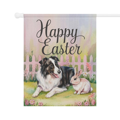Printify Home Decor Easter Black Border Collie Garden Flag, Front Yard Spring Decor, Housewarming Gardener Gift