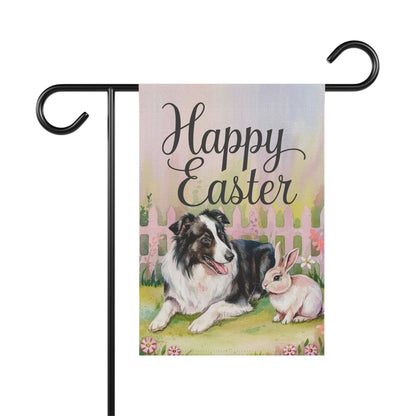 Printify Home Decor 12'' × 18'' Easter Black Border Collie Garden Flag, Front Yard Spring Decor, Housewarming Gardener Gift
