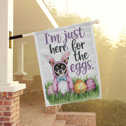 Printify Home Decor Easter Black Chihuahua Lawn Flag, Bunny Rabbit Funny Garden Flag, Spring Lawn Decor