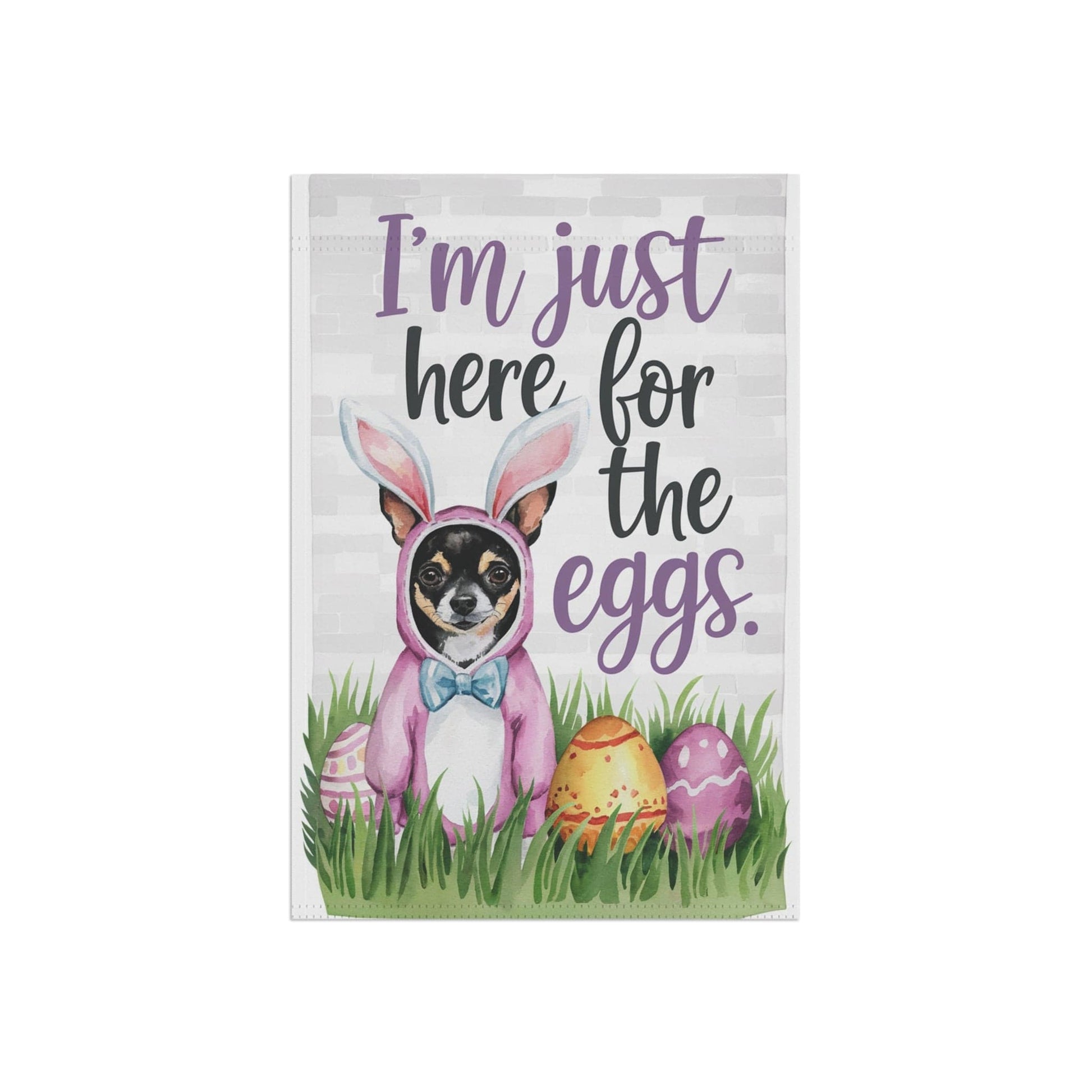 Printify Home Decor Easter Black Chihuahua Lawn Flag, Bunny Rabbit Funny Garden Flag, Spring Lawn Decor